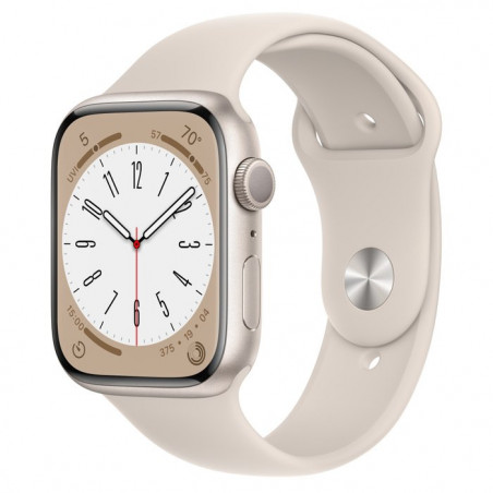 Apple Watch Series 8 45mm (GPS) Starlight Aluminum Case with Starlight Sport Band (MNP23UL/A)