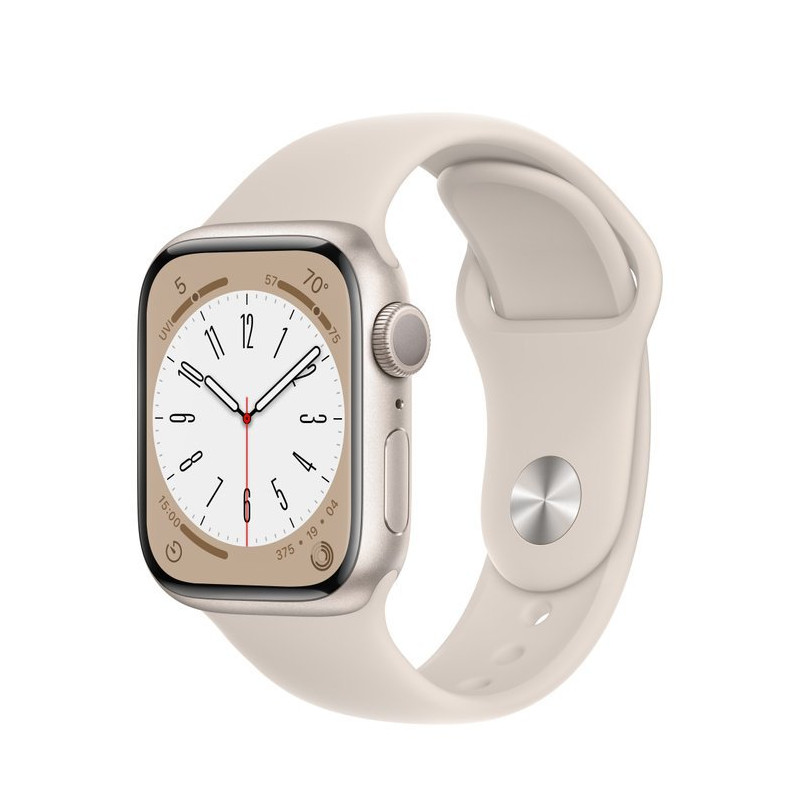 Apple Watch Series 8 41mm (GPS) Starlight Aluminum Case with Starlight Sport Band - Size M/L (MNUF3) Apple Watch Series 8 41mm (GPS) Starlight Aluminum Case with Starlight Sport Band - Size M/L (MNUF3)