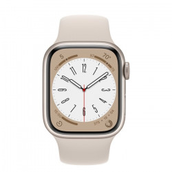 Apple Watch Series 8 41mm (GPS) Starlight Aluminum Case w. Starlight Sport Band - Size M/L (MNUF3)