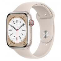 Apple Watch Series 8 45mm (GPS+LTE) Starlight Aluminum Case w. Starlight Sport Band - Size M/L (MNVQ3)