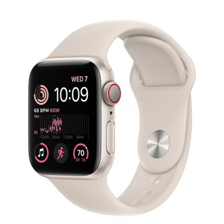 Apple Watch SE 2022 40mm (GPS+LTE) Starlight Aluminum Case w. Starlight Sport Band - Size S/M (MNTK3)