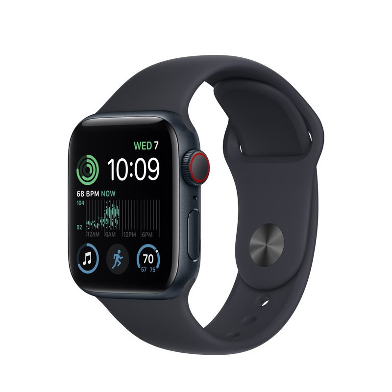 Apple Watch SE 2022 40mm (GPS+LTE) Midnight Aluminum Case w. Midnight Sport Band - Size M/L (MNPL3/MNTN3)