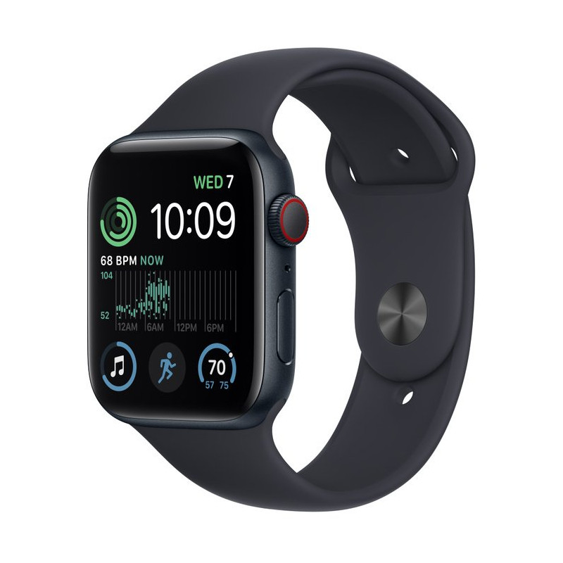 Apple Watch SE 2022 44mm (GPS+LTE) Midnight Aluminum Case with Midnight Sport Band - Size M/L (MNU03/MNTY3)