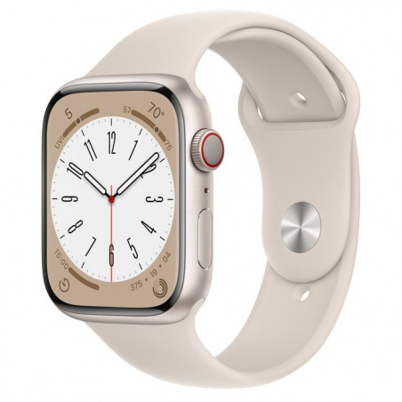 Apple Watch Series 8 45mm (GPS+LTE) Starlight Aluminum Case with Starlight Sport Band - Regular (MNK73)