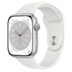 Apple Watch Series 8 45mm (GPS) Silver Aluminum Case with White Sport Band - Size M/L (MP6Q3)