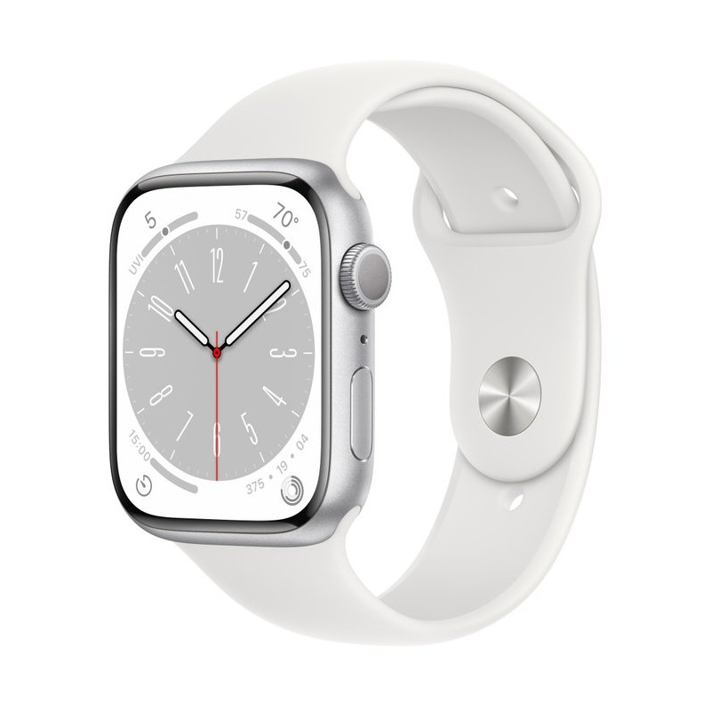 Apple Watch Series 8 45mm (GPS) Silver Aluminum Case with White Sport Band - Size M/L (MP6Q3) Apple Watch Series 8 45mm (GPS) Silver Aluminum Case with White Sport Band - Size M/L (MP6Q3)