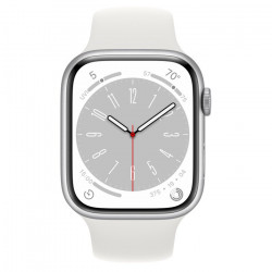 Apple Watch Series 8 45mm (GPS) Silver Aluminum Case with White Sport Band - Size M/L (MP6Q3)