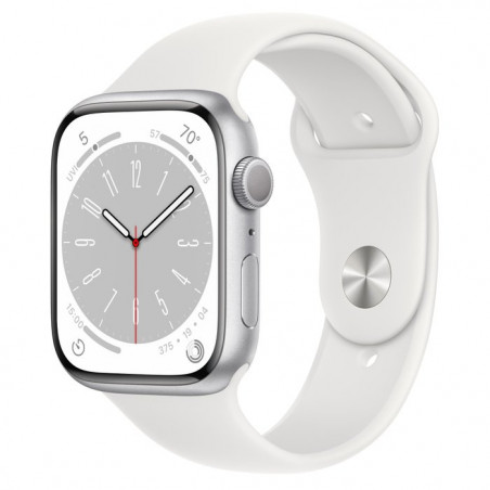 Apple Watch Series 8 45mm (GPS) Silver Aluminum Case with White Sport Band - Regular