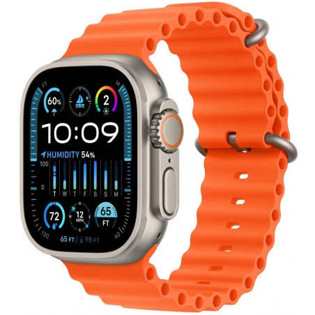 Apple Watch Ultra 2 49mm (GPS+LTE) Titanium Case with Orange Ocean Band (MREH3)