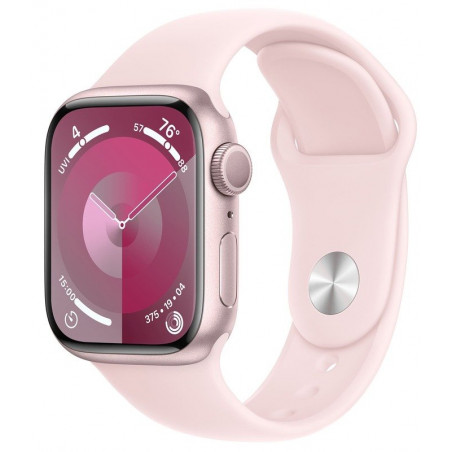 Apple Watch Series 9 41mm (GPS) Pink Aluminum Case with Light Pink Sport Band - Size S/M (MR933)