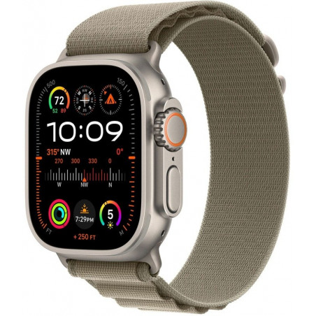 Apple Watch Ultra 2 49mm (GPS+LTE) Titanium Case with Olive Alpine Loop - Large (MRF03)