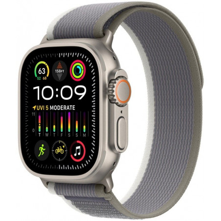 Apple Watch Ultra 2 49mm (GPS+LTE) Titanium Case with Green/Gray Trail Loop - M/L (MRF43)