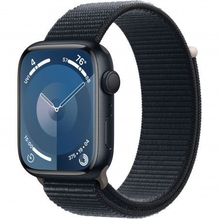 Apple Watch Series 9 45mm (GPS) Midnight Aluminum Case with Midnight Sport Loop (MR9C3)