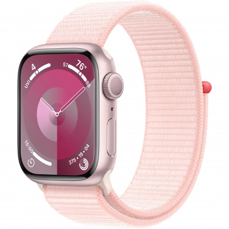 Apple Watch Series 9 41mm (GPS) Pink Aluminum Case with Light Pink Sport Loop (MR953)