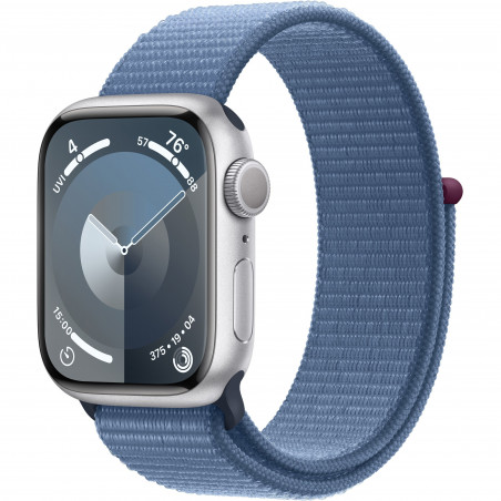 Apple Watch Series 9 41mm (GPS) Silver Aluminum Case with Winter Blue Sport Loop (MR923)