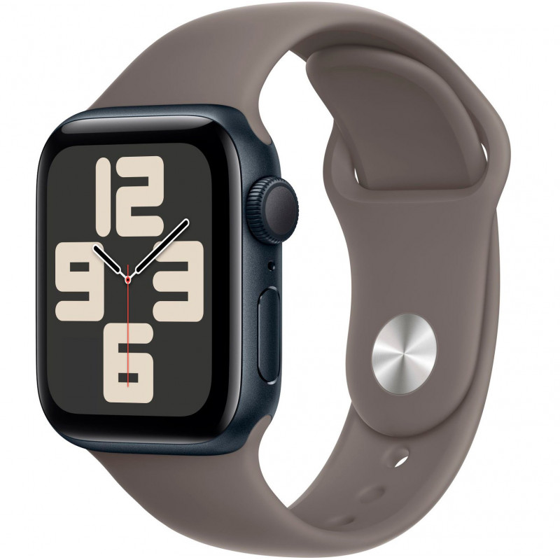 Apple Watch SE 2023 40mm (GPS) Midnight Aluminum Case with Clay Sport Band - Size S/M (MT373)