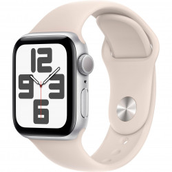 Apple Watch SE 2023 40mm (GPS) Silver Aluminum Case with Starlight Sport Band - Size M/L (MT2V3)