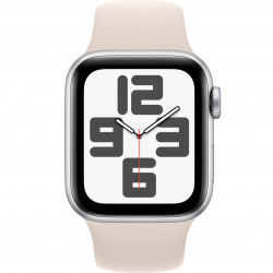 Apple Watch SE 2023 40mm (GPS) Silver Aluminum Case with Starlight Sport Band - Size M/L (MT2V3)