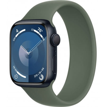 Apple Watch Series 9 41mm (GPS) Midnight Aluminum Case with Cypress Solo Loop - Size 3 (MR9L3,MTE73)