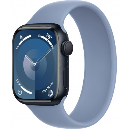 Apple Watch Series 9 41mm (GPS) Midnight Aluminum Case with Winter Blue Solo Loop - Size 3 (MR9L3,MTAD3)