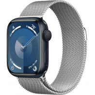 Apple Watch Series 9 41mm (GPS) Midnight Aluminum Case with with Silver Milanese Loop (MR9L3,MTJN3)