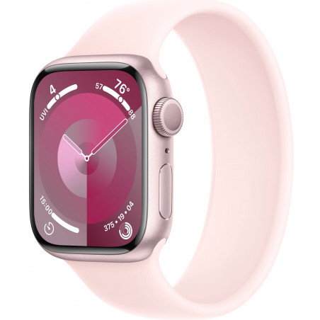 Apple Watch Series 9 41mm (GPS) Pink Aluminum Case with Light Pink Solo Loop - Size 9 (MR9N3,MTEW3)