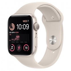 Apple Watch SE 2022 44mm (GPS) Starlight Aluminum Case with Starlight Sport Band - Size S/M (MNTD3)