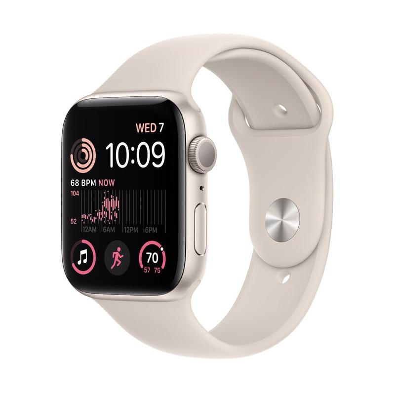 Apple Watch SE 2022 44mm (GPS) Starlight Aluminum Case with Starlight Sport Band - Size S/M (MNTD3)