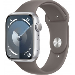 Apple Watch Series 9 45mm (GPS) Silver Aluminum Case with Clay Sport Band - Size M/L (MR9R3,MT493)