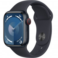 Apple Watch Series 9 41mm (GPS+LTE) Midnight Aluminum Case with Midnight Sport Band - Size S/M (MRHR3)