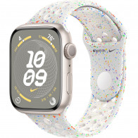 Apple Watch Series 9 45mm (GPS) Starlight Aluminum Case with Pure Platinum Nike Sport Band- Size M/L (MR9P3,MUV13)