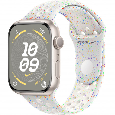 Apple Watch Series 9 45mm (GPS) Starlight Aluminum Case with Pure Platinum Nike Sport Band - Size M/L (MR9P3,MUV13)
