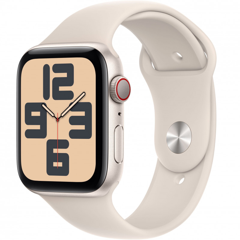 Apple Watch SE 2023 44mm (GPS+LTE) Starlight Aluminum Case with Starlight Sport Band - Size S/M (MRGT3)