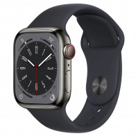Apple Watch Series 8 41mm (GPS+LTE) Graphite Stainless Steel Case with Midnight Sport Band - Size M/L (MNVH3)