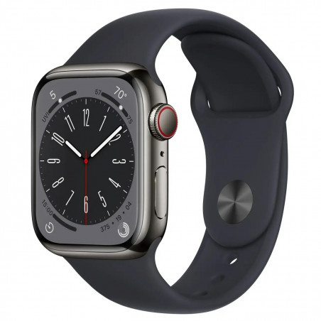 Apple Watch Series 8 41mm (GPS+LTE) Graphite Stainless Steel Case with Midnight Sport Band - Size M/L (MNVH3)