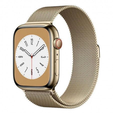 Apple Watch Series 8 41mm (GPS+LTE) Gold Stainless Steel Case with Gold Milanese Loop (MNJE3/MNJF3/MNJG3)