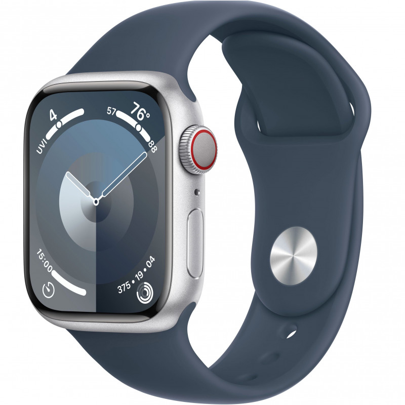 Apple Watch Series 9 41mm (GPS+LTE) Silver Aluminum Case with Storm Blue Sport Band - Size S/M (MRHV3) Apple Watch Series 9 41mm (GPS+LTE) Silver Aluminum Case with Storm Blue Sport Band - Size S/M (MRHV3)