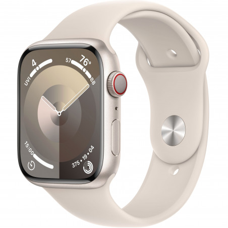 Apple Watch Series 9 45mm (GPS+LTE) Starlight Aluminum Case with Starlight Sport Band - Size S/M (MRM83)