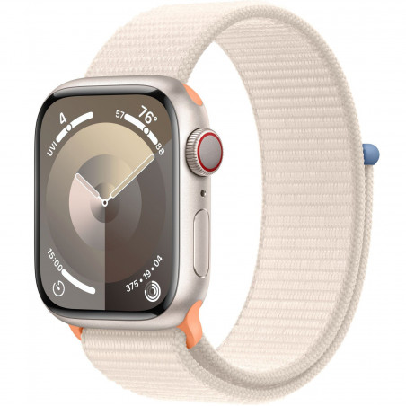 Apple Watch Series 9 41mm (GPS+LTE) Starlight Aluminum Case with Starlight Sport Loop (MRHQ3)