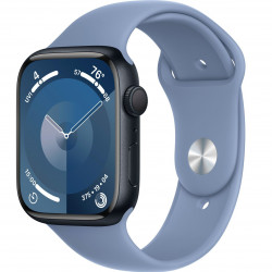 Apple Watch Series 9 45mm (GPS) Midnight Aluminum Case with Winter Blue Sport Band - Size S/M (MR9Q3,MT413)