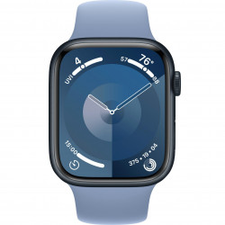 Apple Watch Series 9 45mm (GPS) Midnight Aluminum Case with Winter Blue Sport Band - Size S/M (MR9Q3,MT413)