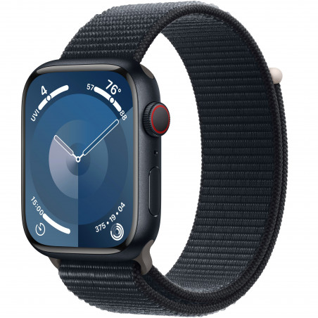 Apple Watch Series 9 45mm (GPS+LTE) Midnight Aluminum Case with Midnight Sport Loop (MRMF3)