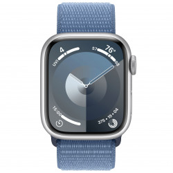 Apple Watch Series 9 41mm (GPS+LTE) Silver Aluminum Case with Winter Blue Sport Loop (MRHX3)