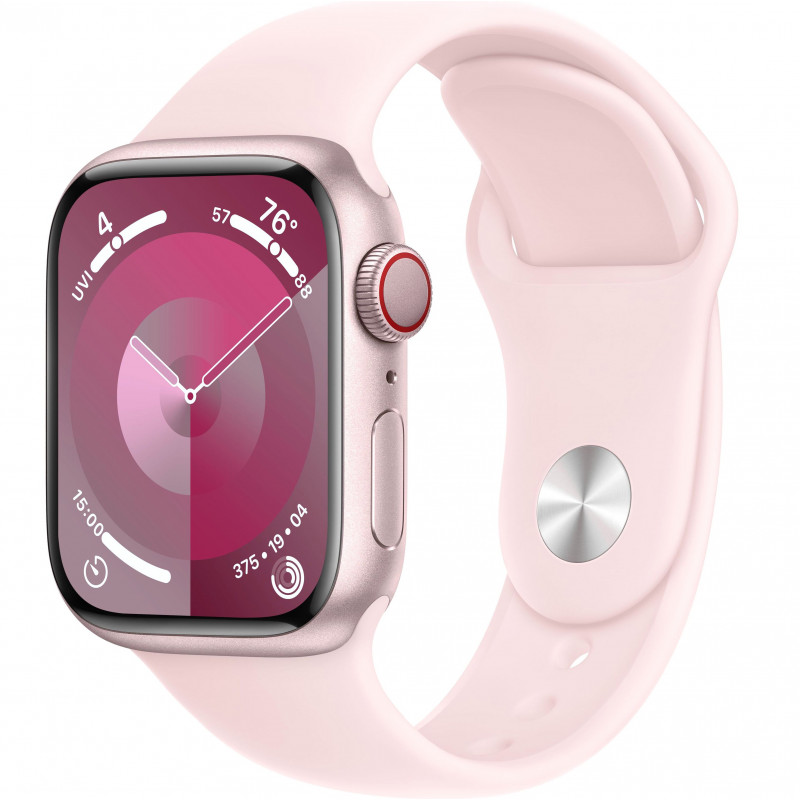 Apple Watch Series 9 41mm (GPS+LTE) Pink Aluminum Case with Light Pink Sport Band - Size M/L (MRJ03) Apple Watch Series 9 41mm (GPS+LTE) Pink Aluminum Case with Light Pink Sport Band - Size M/L (MRJ03)