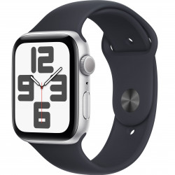Apple Watch SE 2023 44mm (GPS) Silver Aluminum Case w. Midnight Sport Band - Size M/L (MRW03,MT3F3)