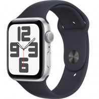 Apple Watch SE 2023 44mm (GPS) Silver Aluminum Case with Midnight Sport Band - Size M/L (MRW03,MT3F3)