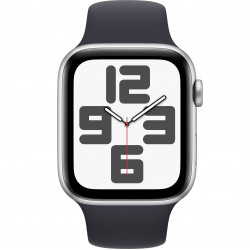 Apple Watch SE 2023 44mm (GPS) Silver Aluminum Case with Midnight Sport Band - Size M/L (MRW03,MT3F3)