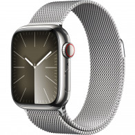 Apple Watch Series 9 41mm (GPS+LTE) Silver Stainless Steel Case with Silver Milanese Loop (MRJ43)