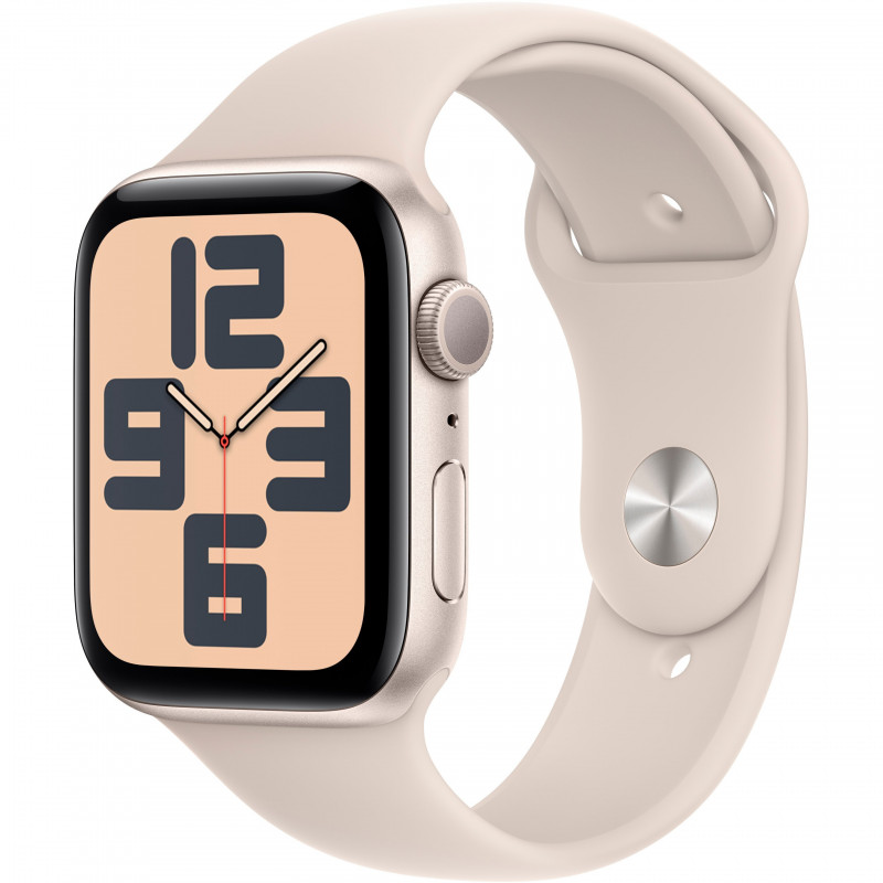 Apple Watch SE 2023 44mm (GPS) Starlight Aluminum Case w. Starlight Sport Band - Size S/M (MRE43)