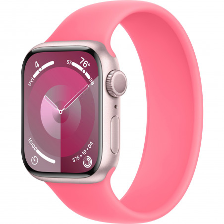 Apple Watch Series 9 41mm (GPS) Pink Aluminum Case with Pink Solo Loop - Size 5 (MR9N3,MWEJ3)
